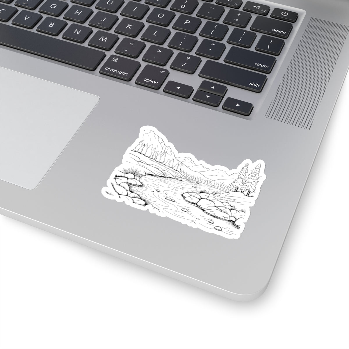 No man ever steps in the same river twice. Black Sticker.